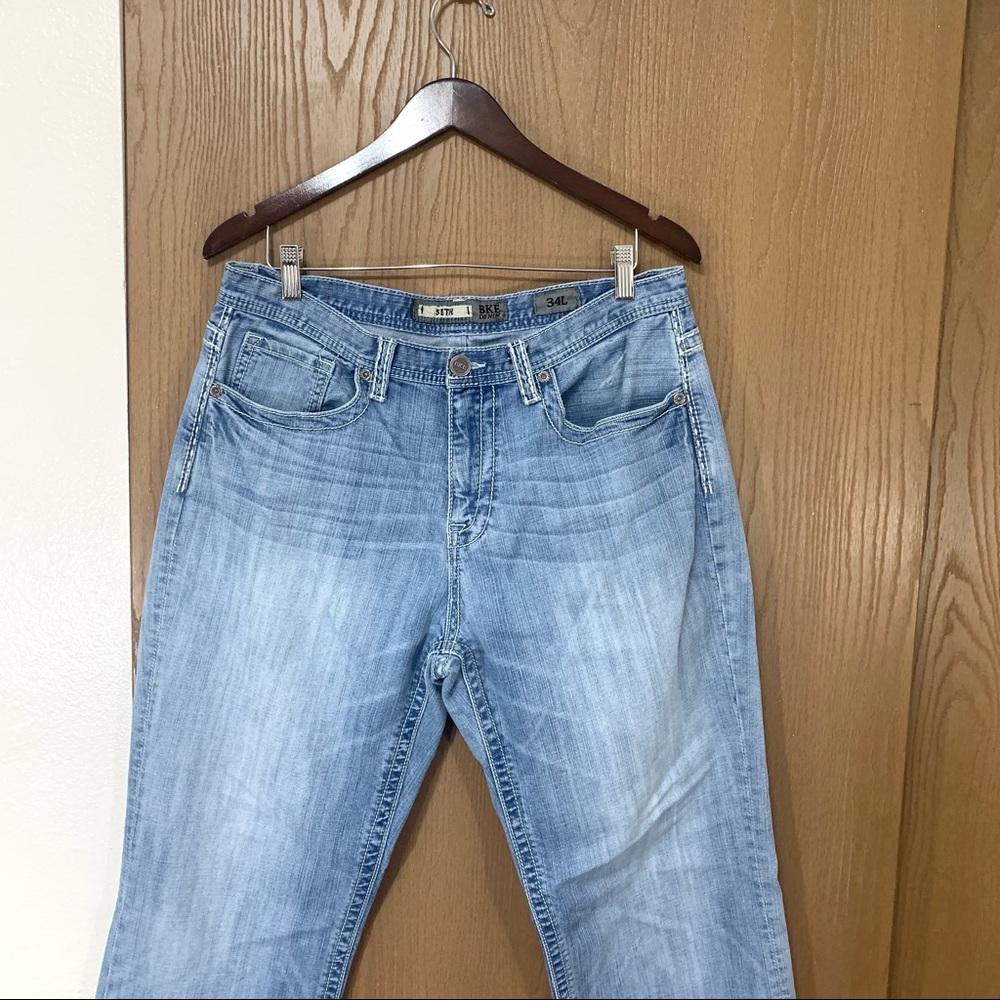 BKE Buckle Seth Straight Jeans Men Blue Light Wash - Picture 2 of 6